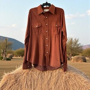 Vintage FIELDMASTER Fleece Shirt Mens Size X LARGE Btown Soft Button Down 80s XL